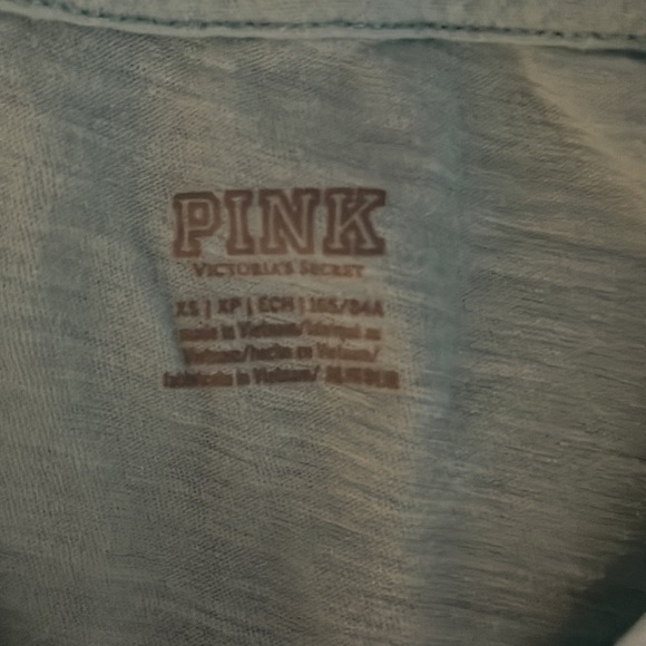 SOLD - NWOT Victoria’s Secret PINK Blue Long Sleeve Crop Top Size XS - Picture 5 of 5